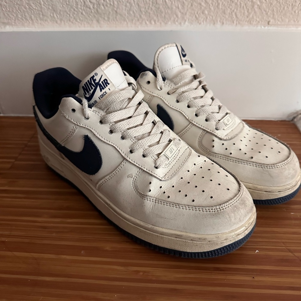 Nike Air Force 1 White and Dark Blue Shoes